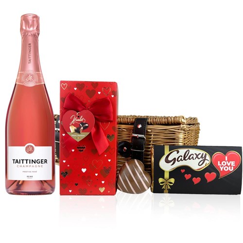 Taittinger Rose Champagne 75cl And Chocolate Valentines Hamper